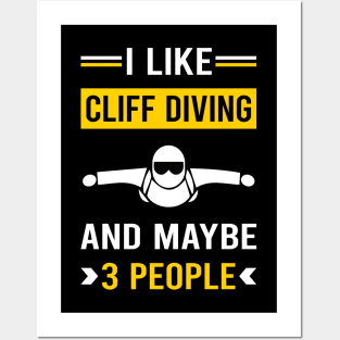 3 People Cliff Diving Posters and Art